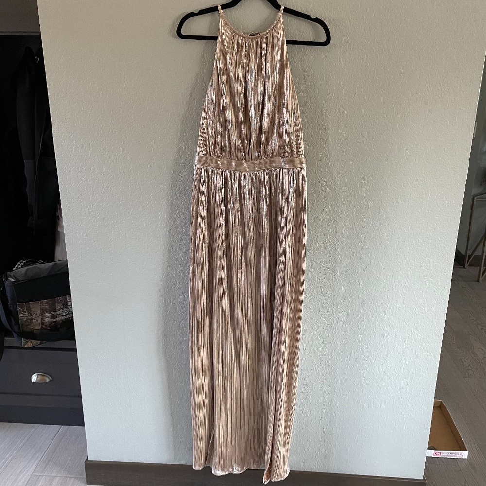 NWT Gold "lame" full length formal gown
